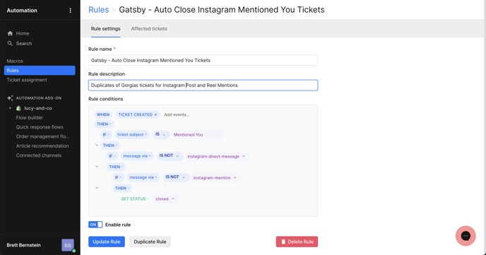 Gatsby Instagram Auto Close Mentioned You Tickets