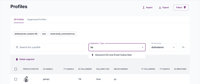 Segment dropdown