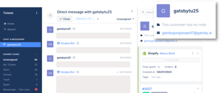 gatsby gorgias integration screenshot